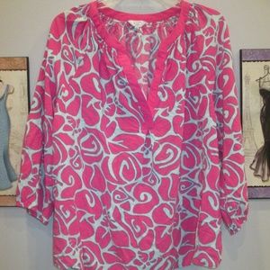 Crown & Ivy  Plus Size Top Pink/Blue 1X